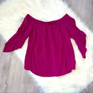 Express Raspberry Off the Shoulders Shirt